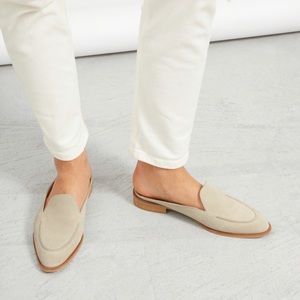 Everlane Cream Modern Suede Loafer Mules